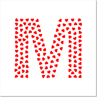 Letter M Heart Shape Initial Posters and Art